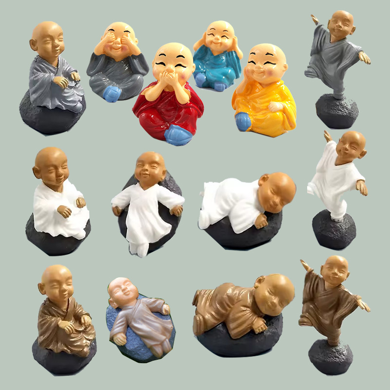 Bonsai Garden In Japan - 4pcs Chinese Kongfu Monk Miniature Figurines