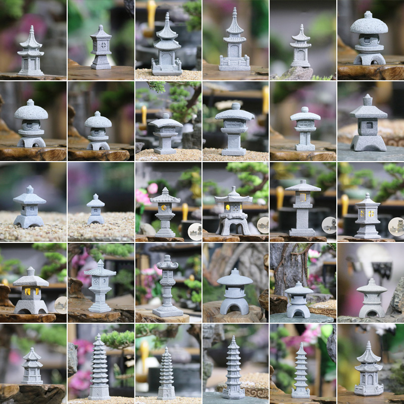 Bonsai Garden In Japan - Vintage Zen Miniature Sand Stone Tower