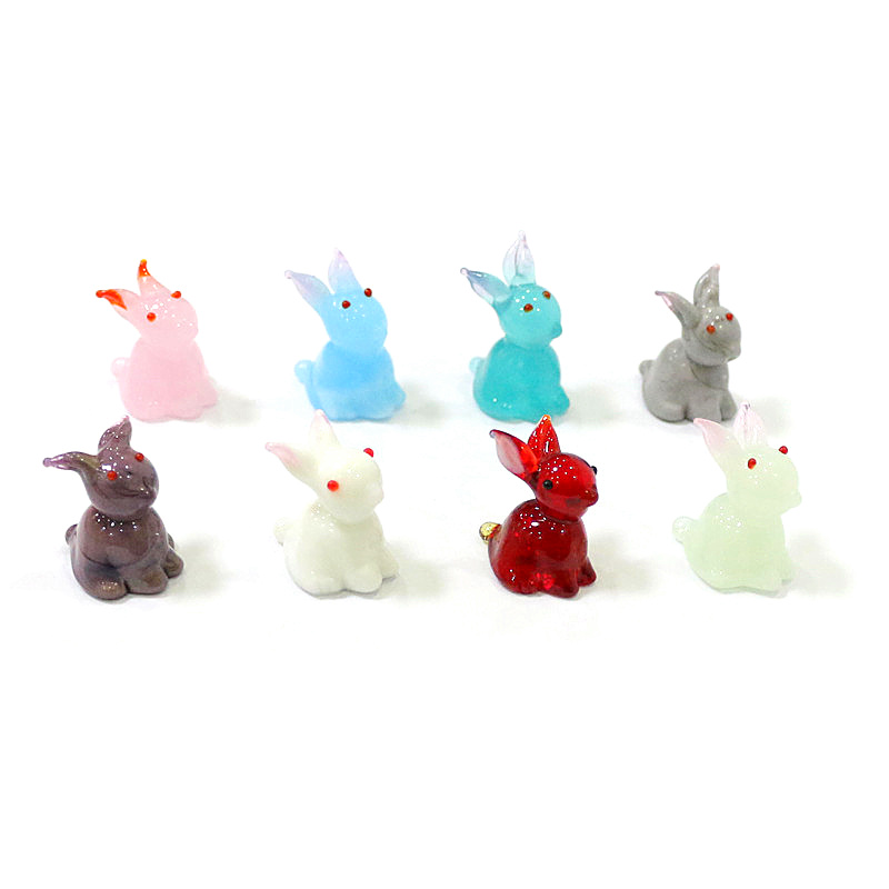 Bonsai Garden In Japan - 2pcs Mini Glass Bunny Figurine Cute