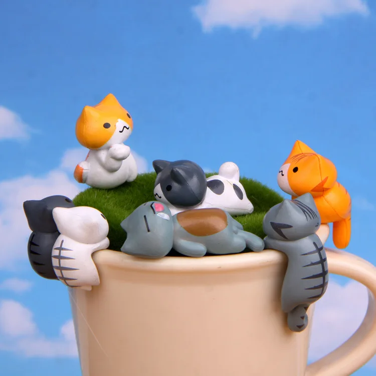 6Pcs/Set Cartoon Lucky pvc Cat - огляд і ціна Bonsai Garden In Japan